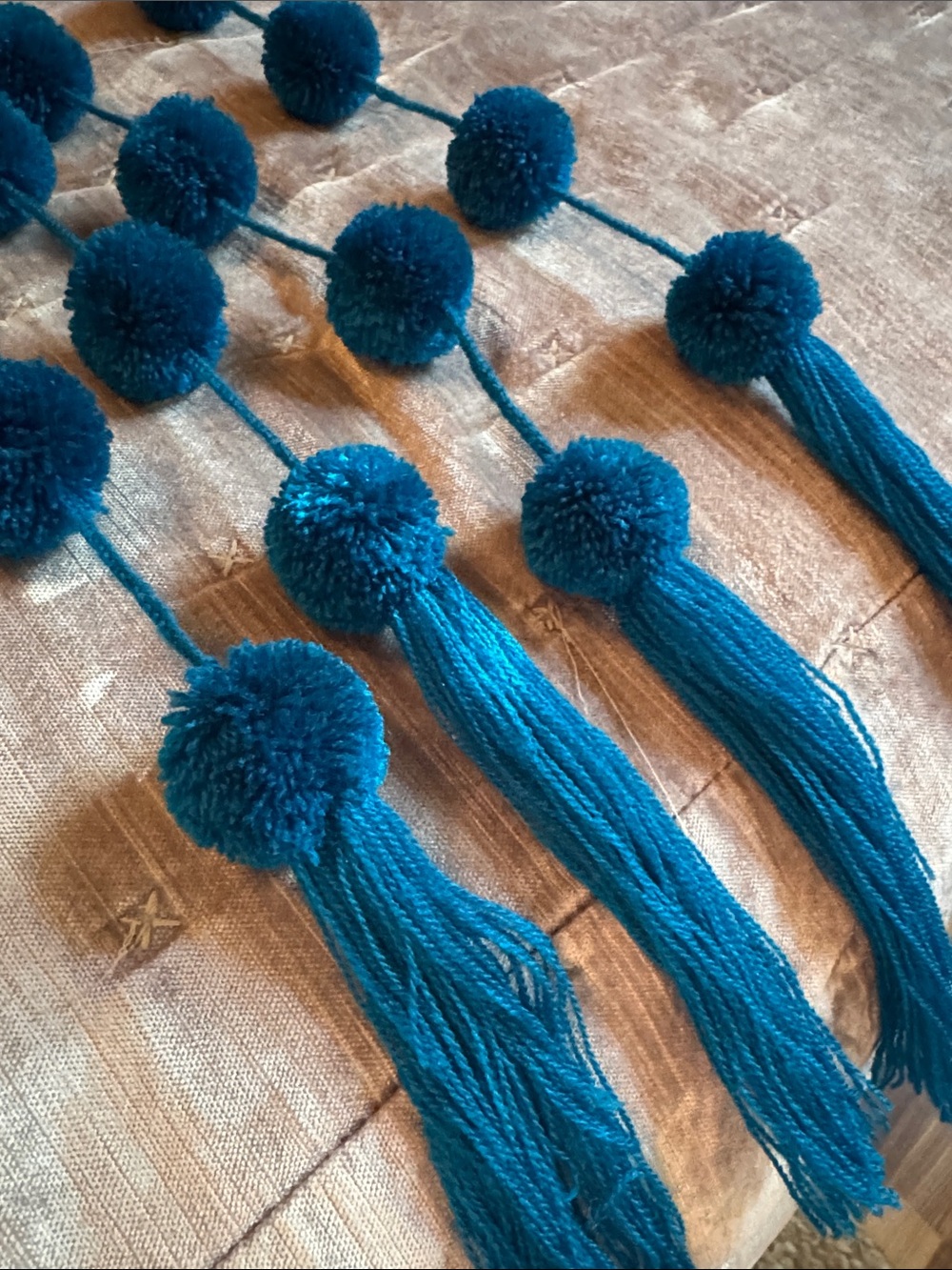 Mexican Artisan Pom Pom Tassels | Deep Teal Boho Decor